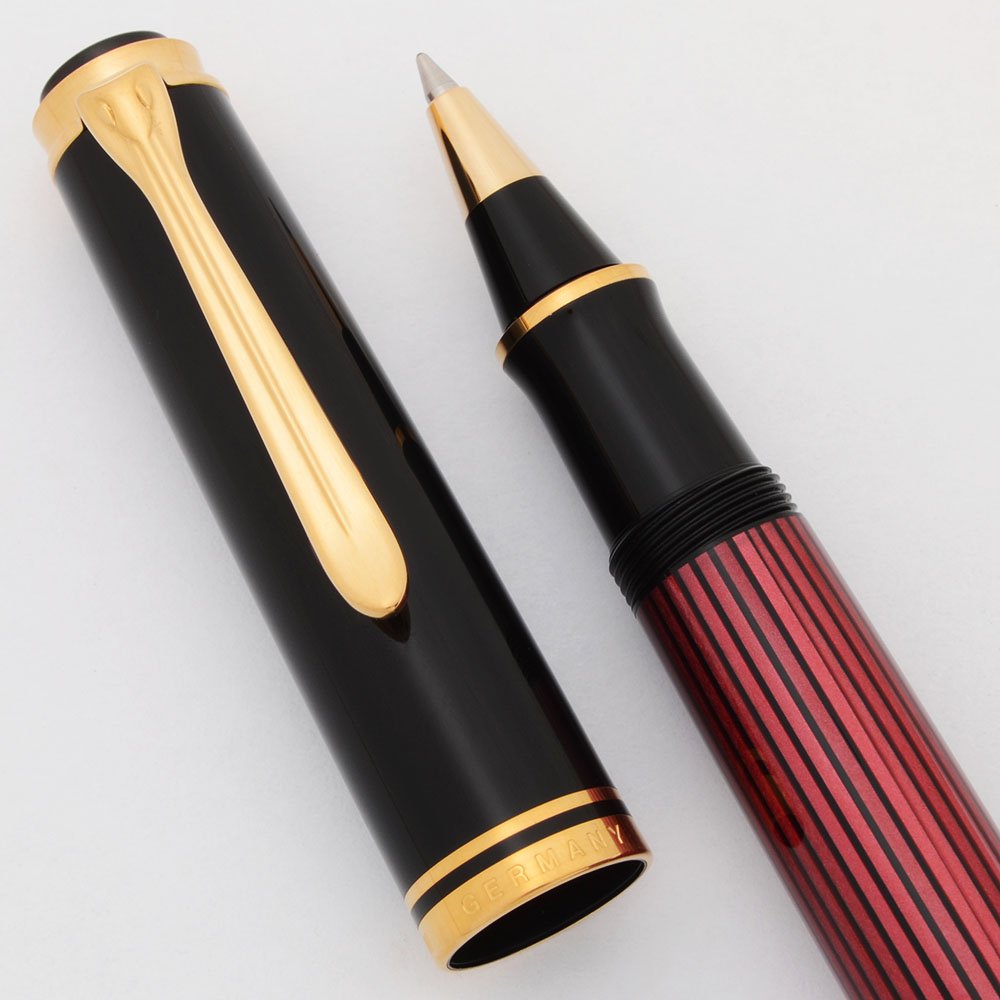 Pelikan Souveran R600 Rollerball Pen - Black Cap, Red Barrel (New